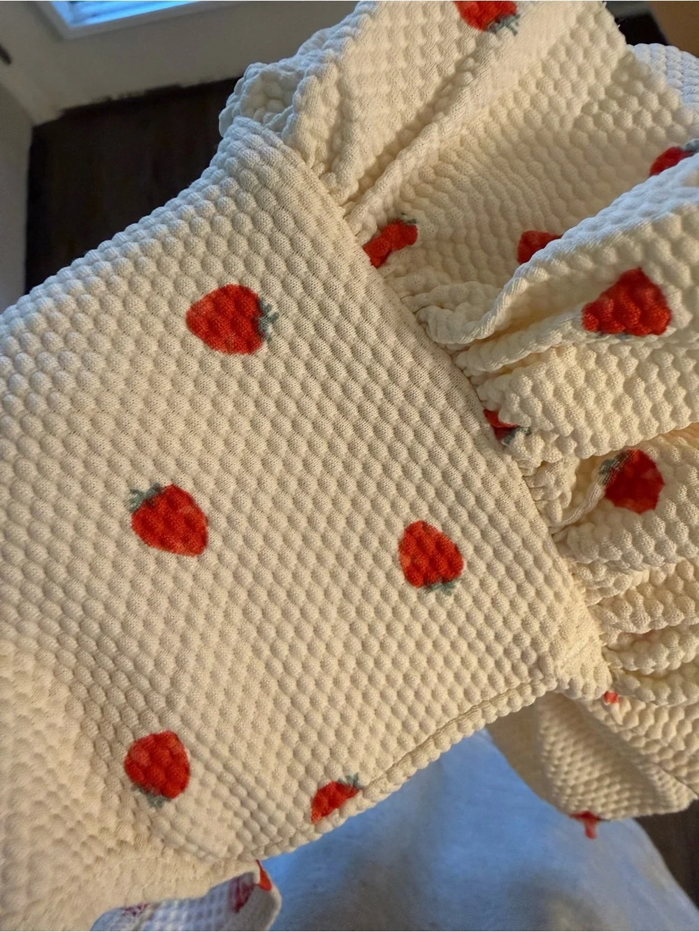 H&M White One-Piece Swimsuit with Red Strawberry Dots